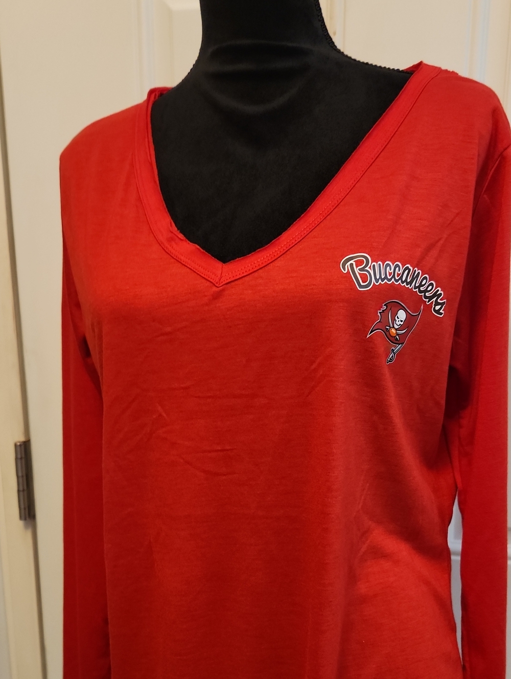 Buccaneers Red V-Neck Long Sleeve Tee